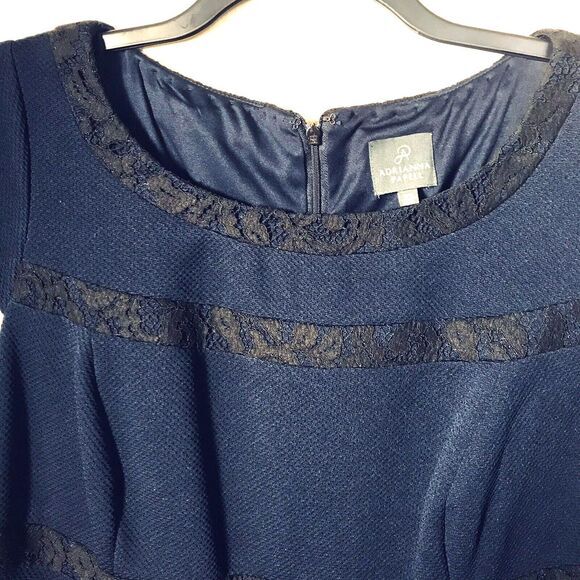 Adrianna Papell Women's Navy Blue Knee Length Cap Sleeve‎ Dress Size 18W - Picture 3 of 8